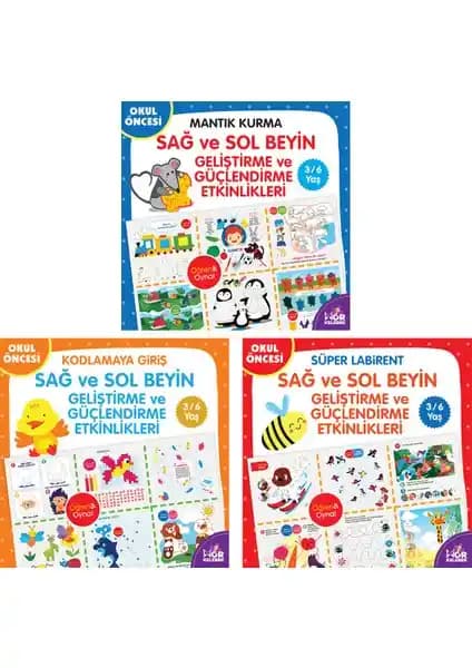 Sağ ve Sol Beyin Geliştirme Seti 3-6 Yaş Çocuklar İçin Eğitici Aktiviteler