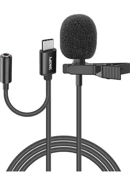 Snopy SN-MTK45 Siyah Type-C Yaka Mikrofonu İçerik Üreticileri ve Sosyal Medya Kullanıcıları İçin
