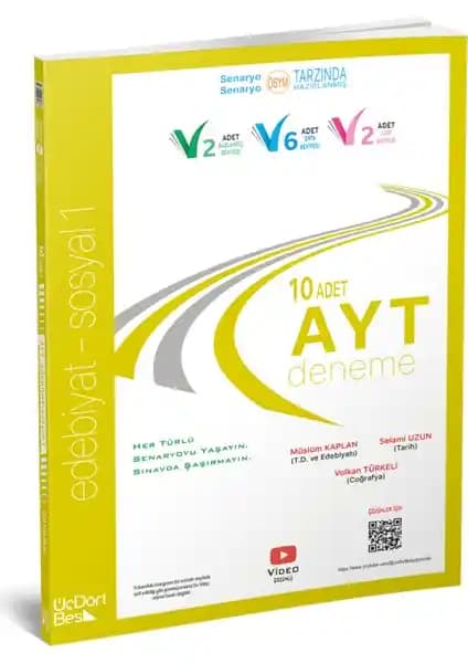 ÜçDörtBeş Yayınları AYT 10’lu Edebiyat Sosyal 1 Deneme Kiti Üniversite Sınavı İçin Kapsamlı Çalışma Aracı