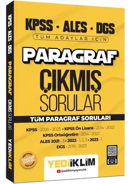Yediiklim 2024 KPSS ALES Paragraf Çıkmış Sorular Kitabı Analizi ve Değerlendirmesi