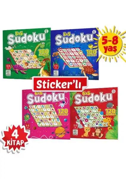 Yükselen Zeka Yayınları 5-8 Yaş Sticker’lı Sudoku Serisi Çocukların Zeka ve Mantık Gelişimine Uygun