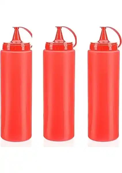 Cansa 1000ML Kırmızı Ketçap Şişesi Pratik ve Sağlam Mutfak Gereçleri