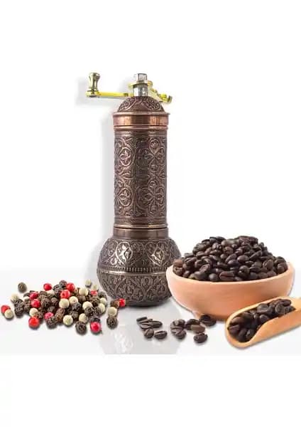 Geleneksel ve Şık Gümüş Renk Zamak Kahve ve Baharat Öğütücü 18 Cm