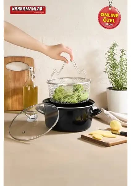Kahramanlar Cips Chef 22 Cm Emaye Kızartma Tenceresi: Dayanıklı ve Pratik Mutfak Arkadaşı
