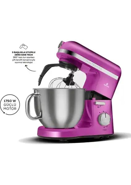 Karaca Mastermaid Chef Pro Çift Kollu Stand Mikser Fuşya Renkli 1750W Güç ve Çok Yönlülük