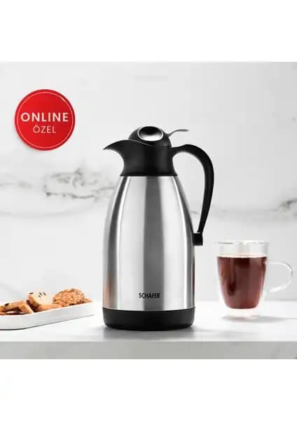 Schafer Kitchen House 2 Litre Çift Katlı Çelik Termos ile Uzun Süre Sıcaklık Koruma