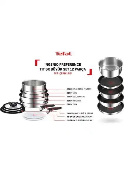 Tefal Titanyum 6X Ingenio Preference 12 Parça Mutfak Seti Yüksek Performans ve Dayanıklılık