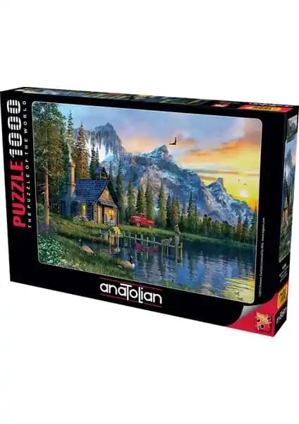 Anatolian 1000 Parça Puzzle Dağ Evi Günbatımı Temasıyla Zihinsel Gelişim ve Dekoratif Kullanım