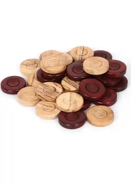 El İşçiliği ve Doğal Malzemelerle Üretilen Hareli Tavla Pulu Seti