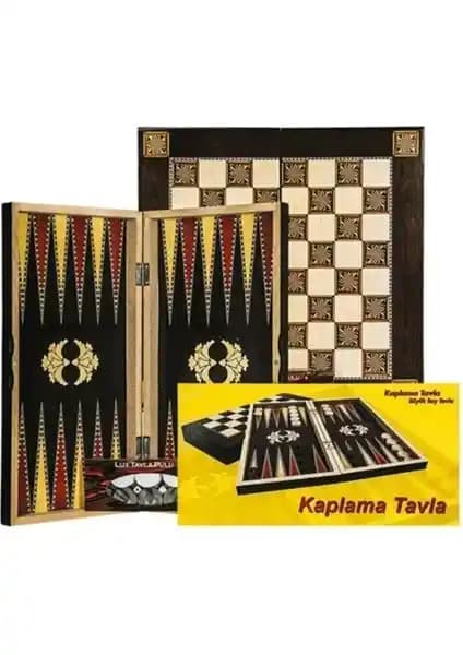 Eser Orta Boy Kaplama Ahşap Tavla ve Dama Seti Dayanıklı ve Çok Yönlü Tasarım