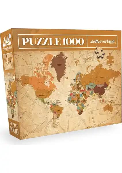 Neverland 1000 Parça Dünya Haritası Puzzle Detaylı ve Kaliteli Eğlence Ürünü
