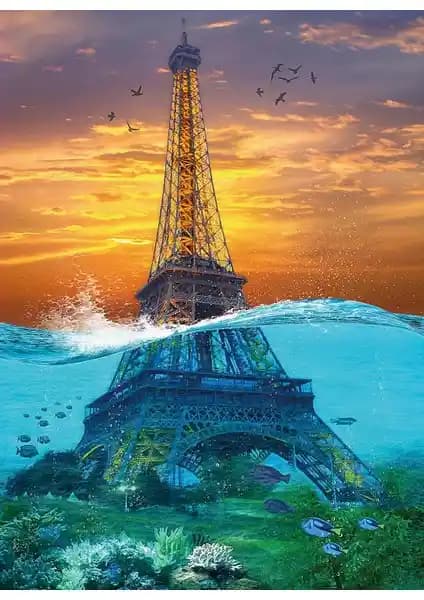 Nova Puzzle 1000 Parça Sürreal Eyfel Kulesi Puzzle Sanat ve Zeka İçin Kaliteli Koleksiyon Ürünü