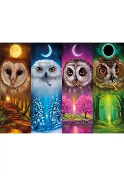 Nova Puzzle Dört Mevsim Baykuşlar: Doğa ve Hayvanlara İlgi Çeken 1000 Parçalık Puzzle