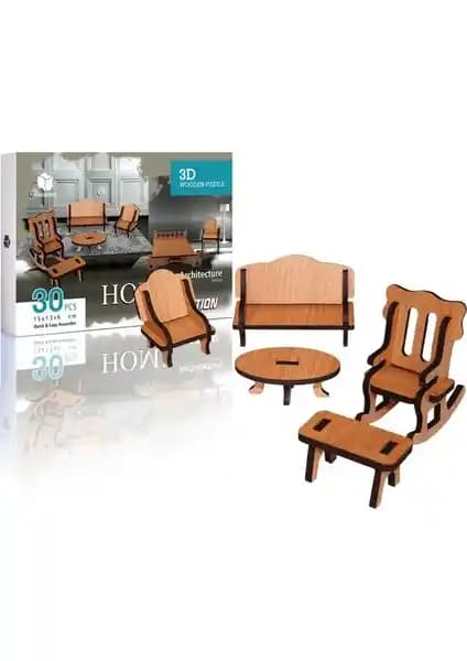 Pershang 30 Parça Ahşap 3D Puzzle Çocuklar İçin Eğitici ve Güvenli Oyun Seçeneği