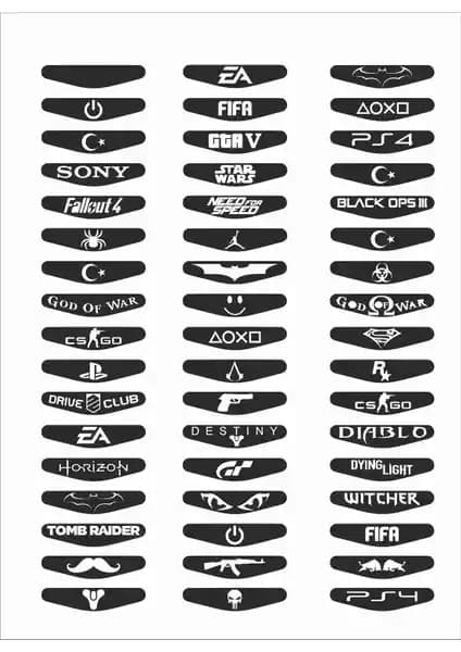 PlayStation 4 İçin Siyah Dualshock Light Bar Sticker Seti Özelleştirme ve Estetik Artırma