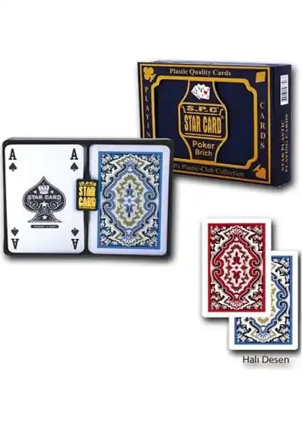 Star Halı Desenli Plastik Iskambil Kağıdı Çift Deste: Dayanıklı ve Estetik Oyun Kartları