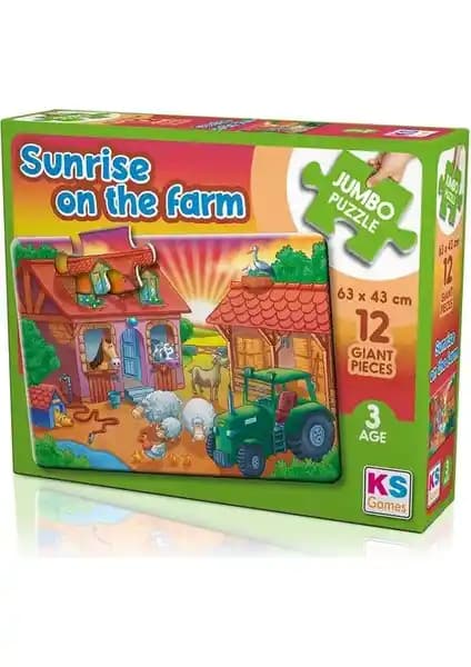 Sunrise On The Farm Jumbo Puzzle 12 Parça Çocuk ve Yetişkinler İçin Eğitici Oyun