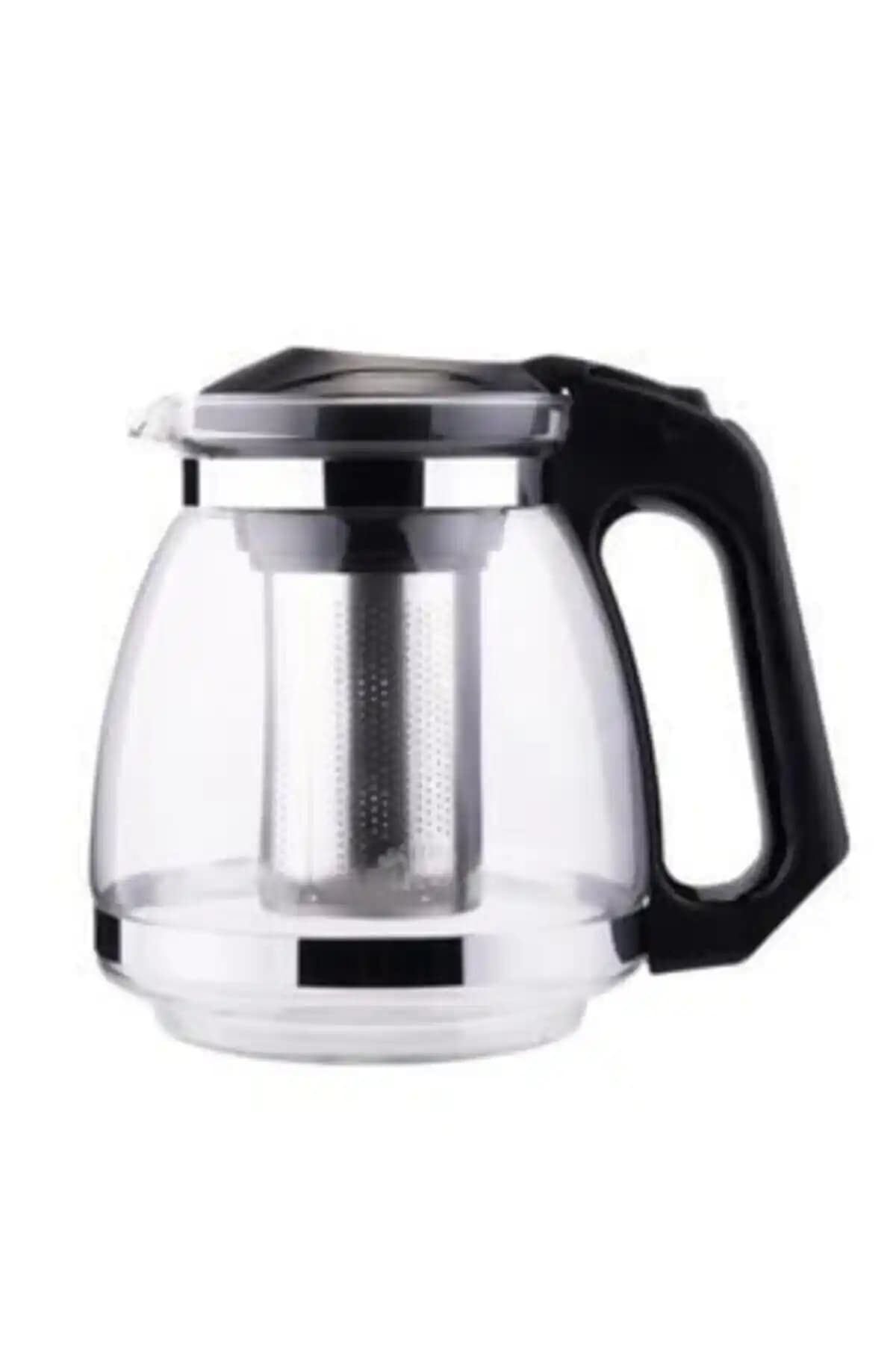 1,5 L Borosilikat Cam Demlik Çelik Süzgeçli Isıya Dayanıklı Bitki Çayı ve Siyah Çay Demleme