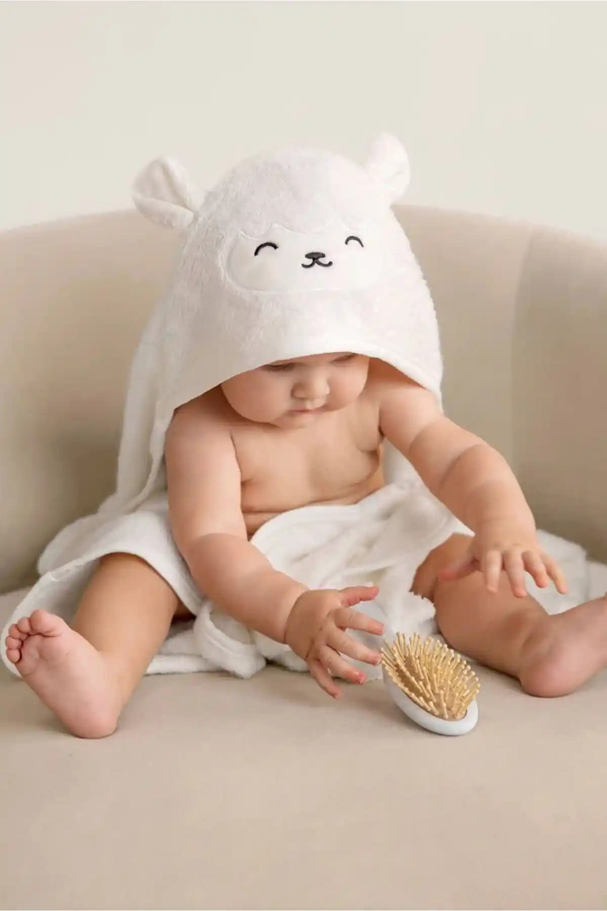 Atlas Collection %100 Pamuk Bebek Havlu Kundak 75x75 cm – Bambu Pamuk Dokusu