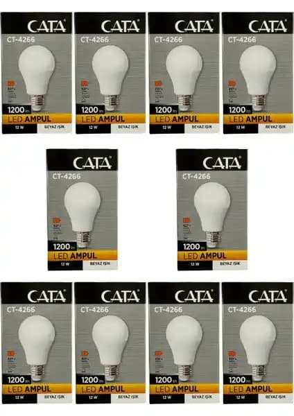 Cata CT-4266 12W LED Ampul: 6400K Soğuk Beyaz, E27 Duy ve 1200 Lümenli Aydınlatma