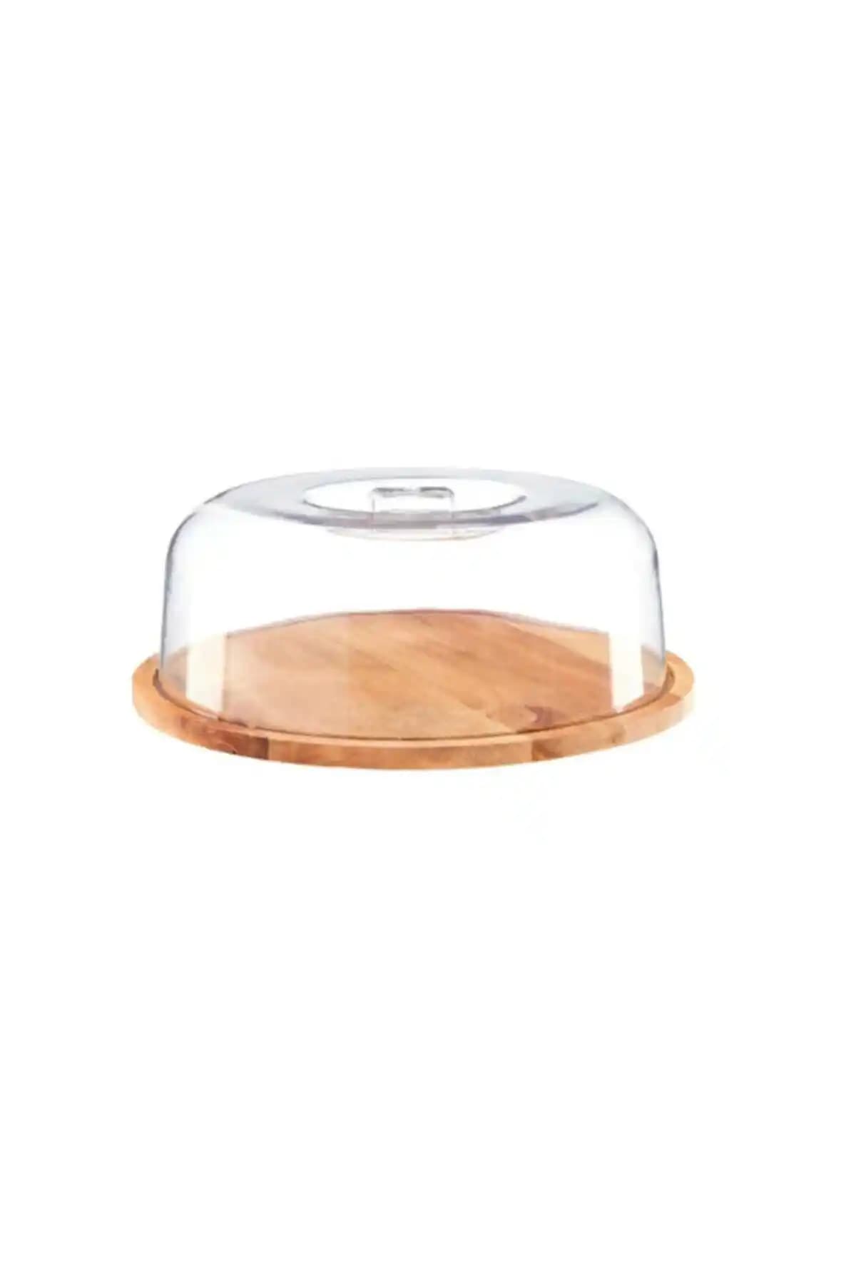 Genel Markalar Bambu Ahşap Kapaklı Çok Yönlü Sunum Fanusu (30 cm Çap, 11 cm Yükseklik)