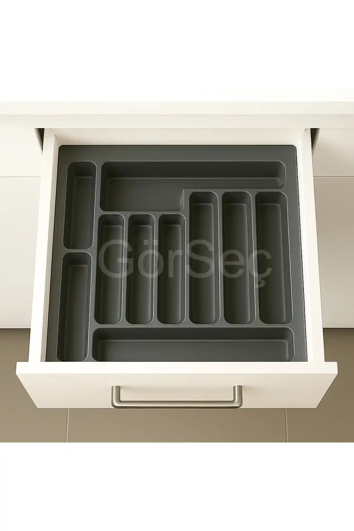 GörSeç 55x49 cm Çekmece İçi Kaşıklık (Gri) - Ayarlanabilir ve Dayanıklı Düzenleyici