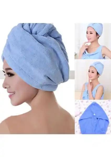 Gül Ev Tekstil Saç Bonesi: %100 Pamuk, Triga Kumaşlı Peluş Yüzeyli Saç Kurutma Baş Bonesi