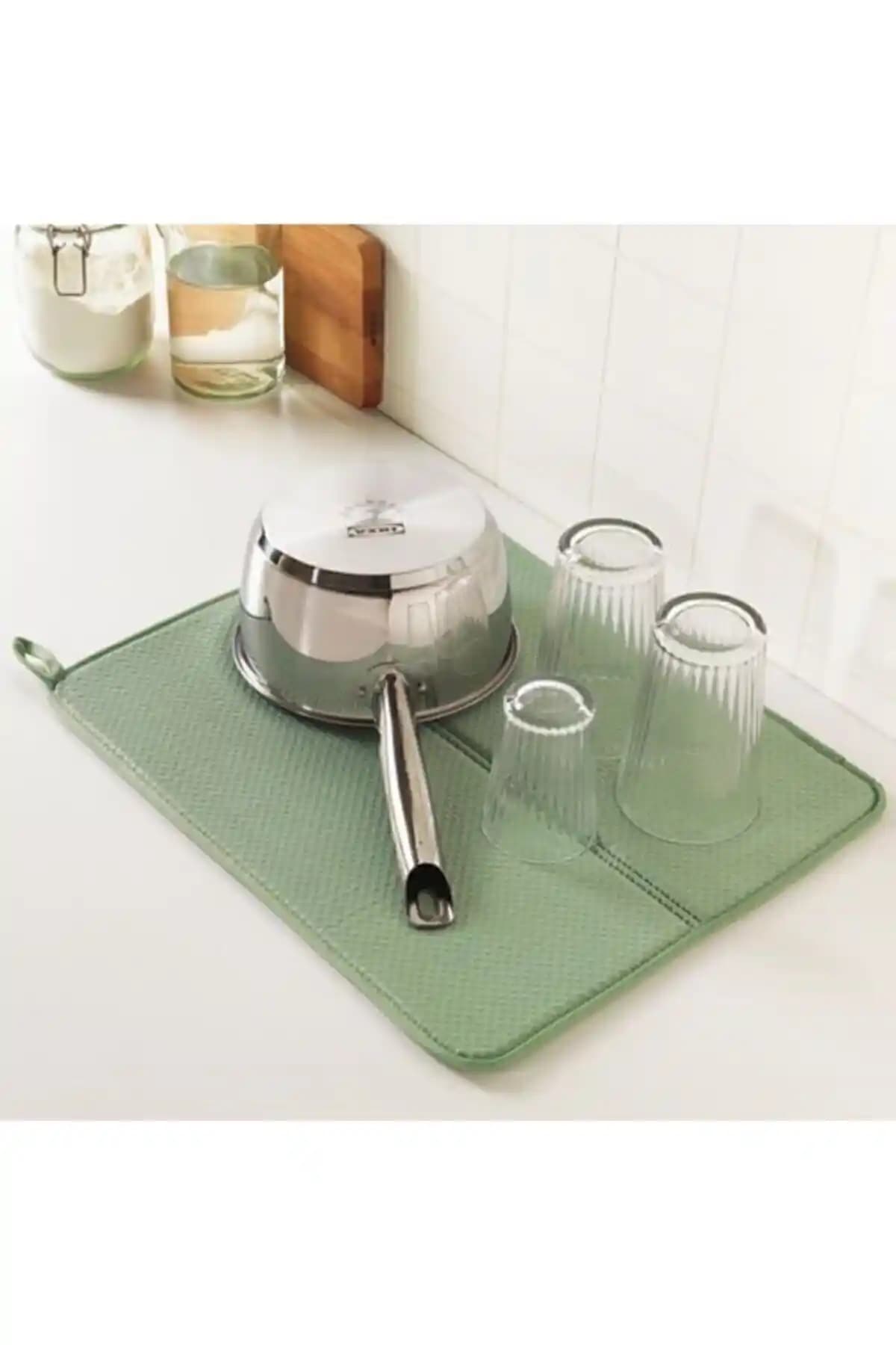 IKEA Nysköljd Yeşil Bulaşık Kurutma Örtüsü: Kompakt Tezgah Üstü Koruma Şık Kurutma Alanı