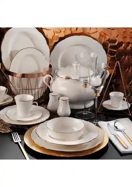 Kütahya Porselen Bone Olympos 83 Parça Yemek Takımı - 12 Kişilik Porselen Seti