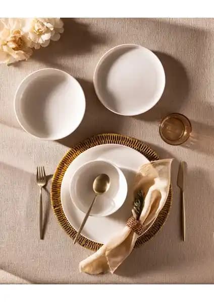 Madame Coco Madelyn 6 Kişilik 24 Parça Beyaz Yemek Takımı – Dayanıklı ve Sürdürülebilir