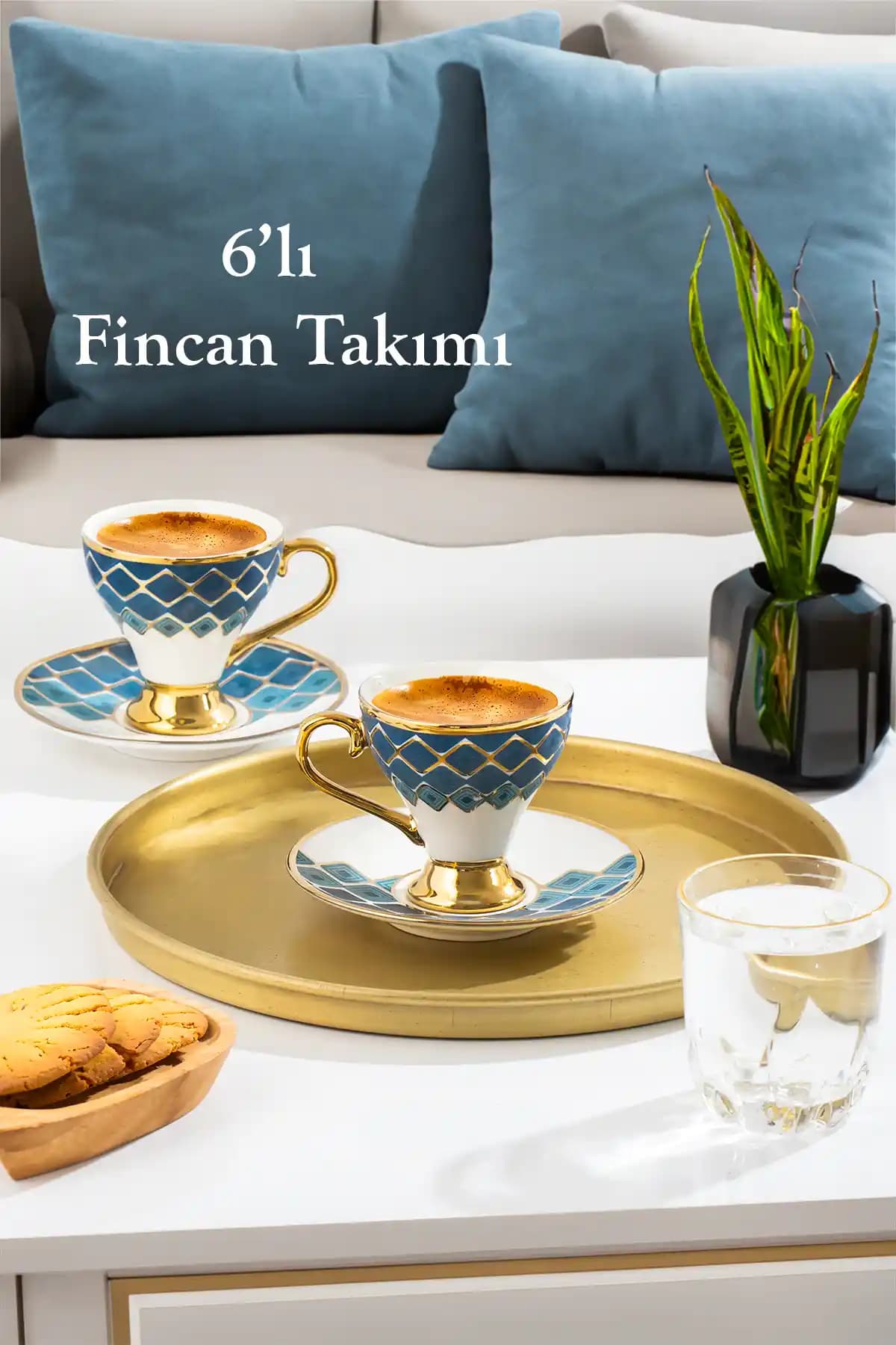 Porsima Marakesh Altın Yaldızlı 6 Kişilik Türk Kahvesi Takımı – 12 Parça Set