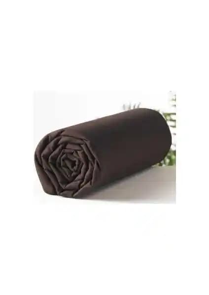 Şanlı Battal Boy Penye Lastikli Çarşaf 180×200 cm Kahverengi – Tek Parça Kaplama