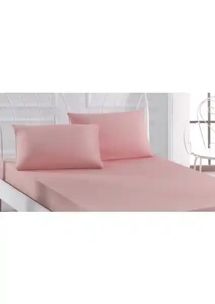 Şanlı Tek Kişilik Penye Lastikli Çarşaf - 100x200 cm, Açık Gül Kurusu, Kaymaz