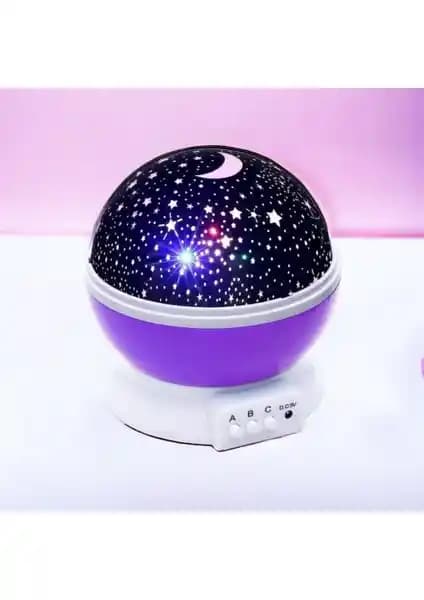 Se-Promo Renkli Yıldızlı Dönen Gökyüzü Projeksiyon Gece Lambası USB/Pil Esnek Güç Kaynağı