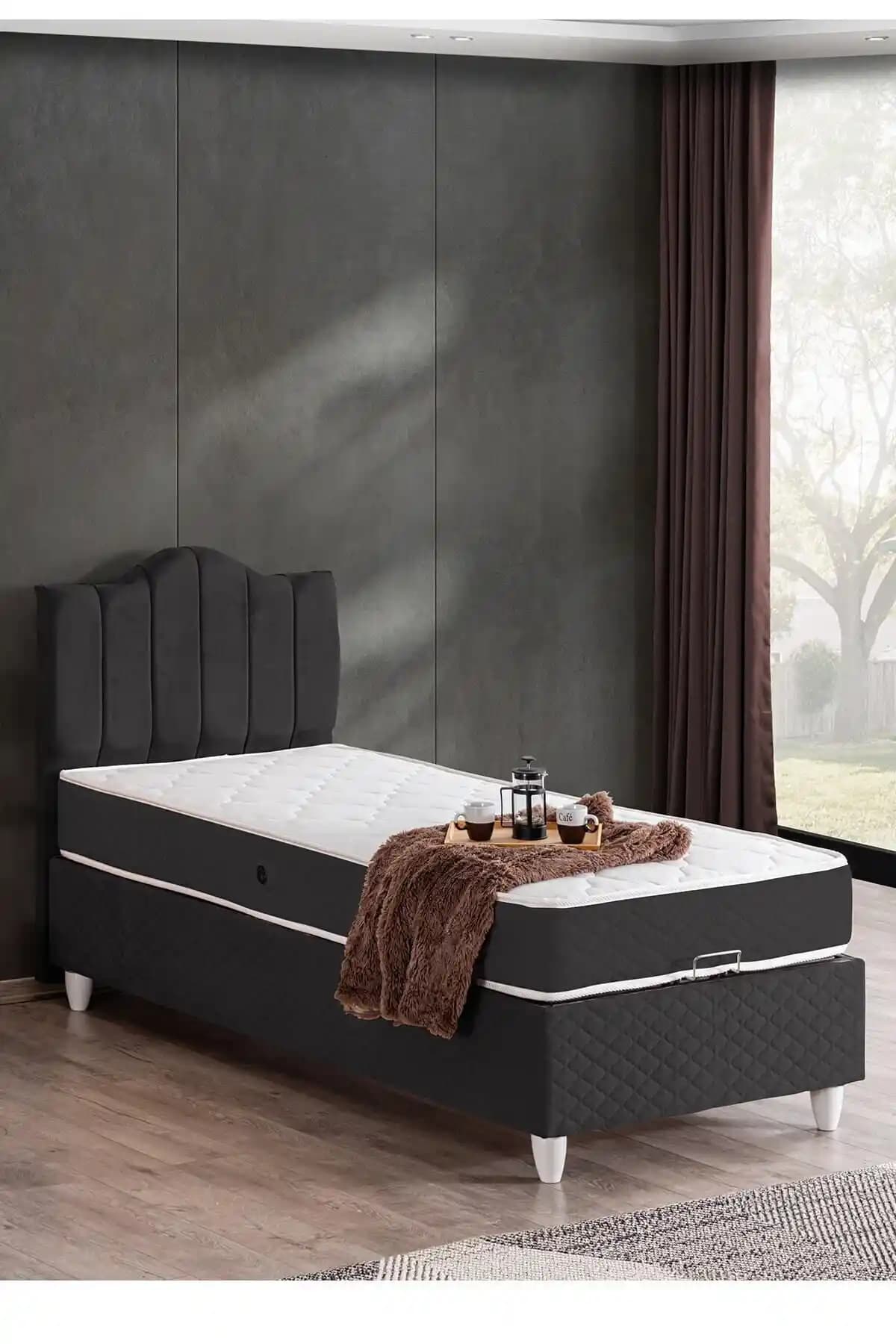 Setay Baza Trend Ikili Set: Tek Kişilik Baza ve Başlık, Gri, Türkiye Üretimi