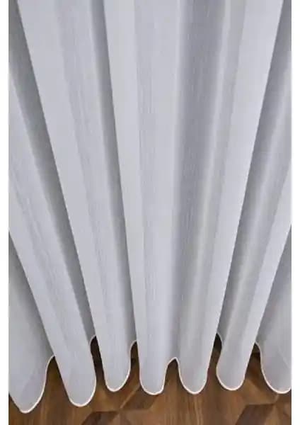 Taç Bambu Şantuklu Ütü Istemez Kırışmaz Tül Perde Ekru Ketene Benzeri Doku Kolay Montaj