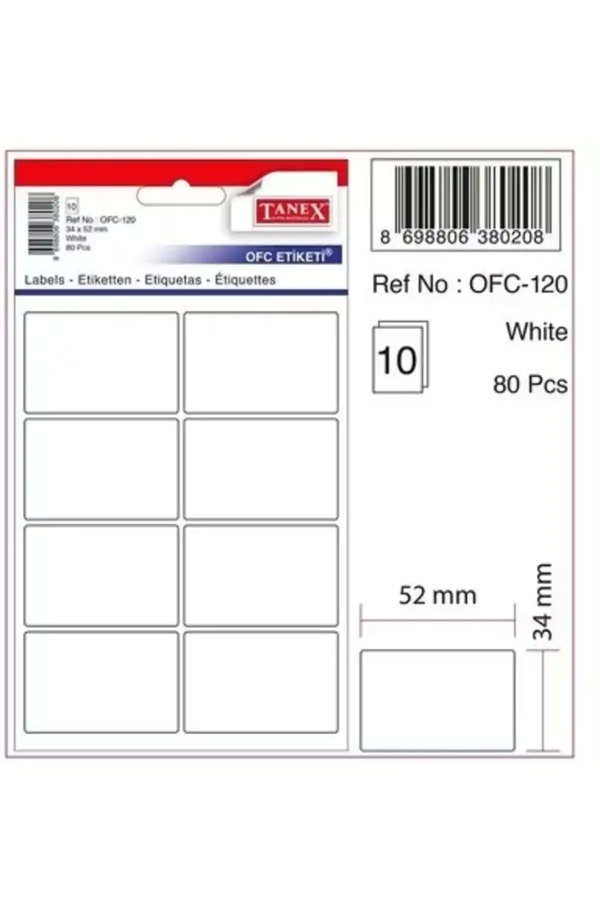 Tanex OFC-120 Beyaz Ofis Etiketi: Özellikler, Türkiye Üretimi ve Kullanım Alanları