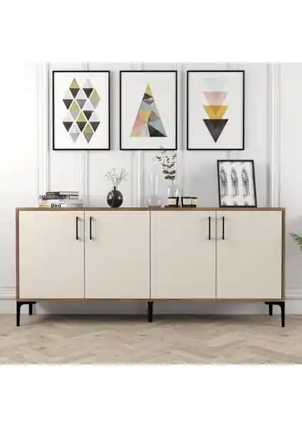 Variant Kiev Konsol – Ceviz Krem, 180 cm Genişliğinde Modern Minimalist Depolama Mobilyası