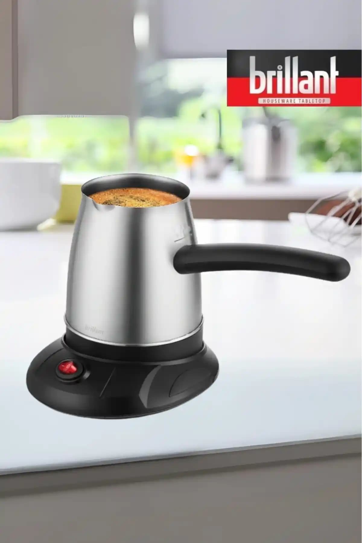 Brillant Inox Elektrikli Cezve: Türkiye Yapımı, 6 Fincan Kapasitesi ve Modern Tasarım