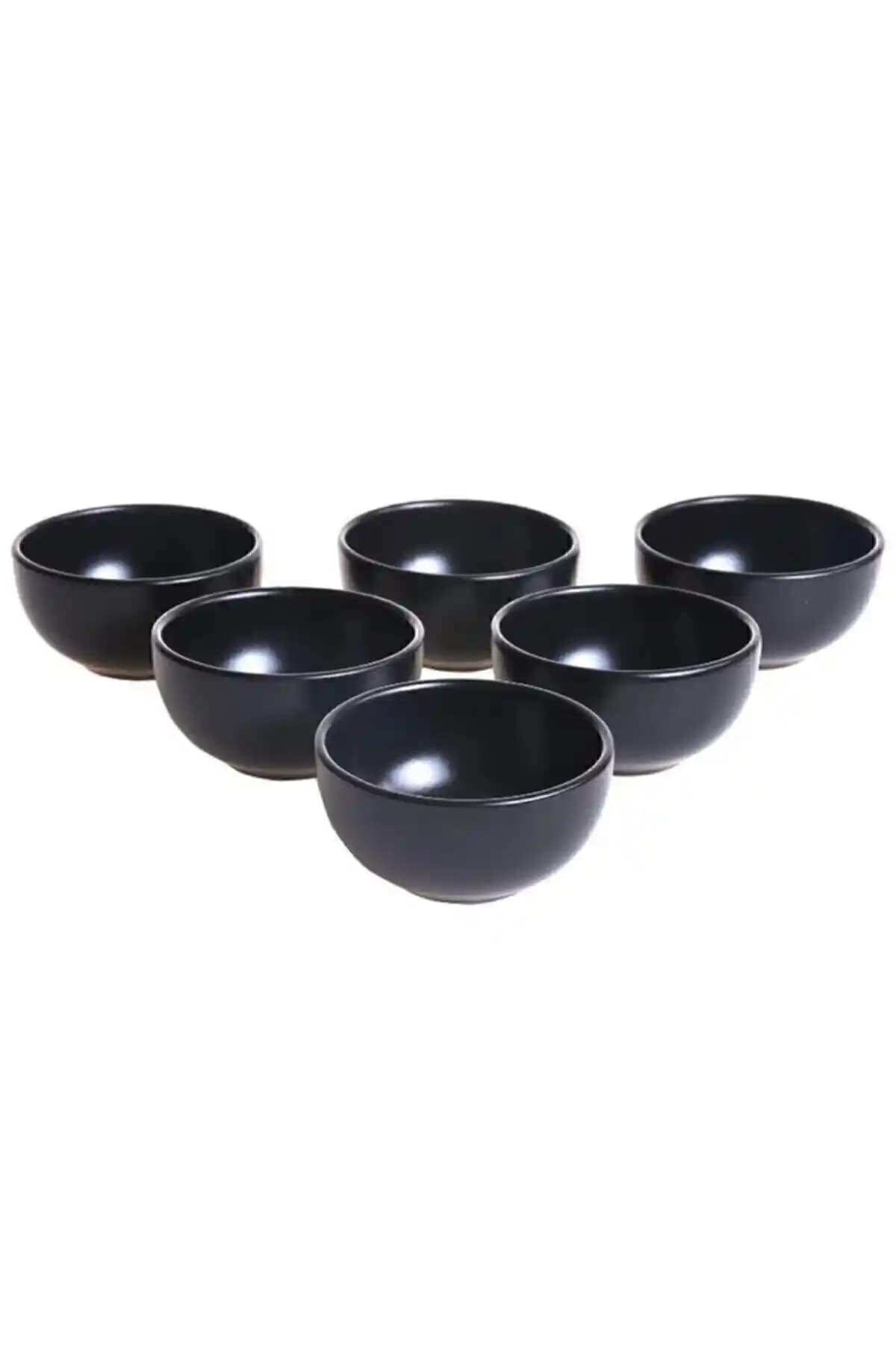 Keramika Çerezlik/Sosluk Seti: 6 Parça, Mat Siyah Tasarım ile Şık ve Pratik Sunum