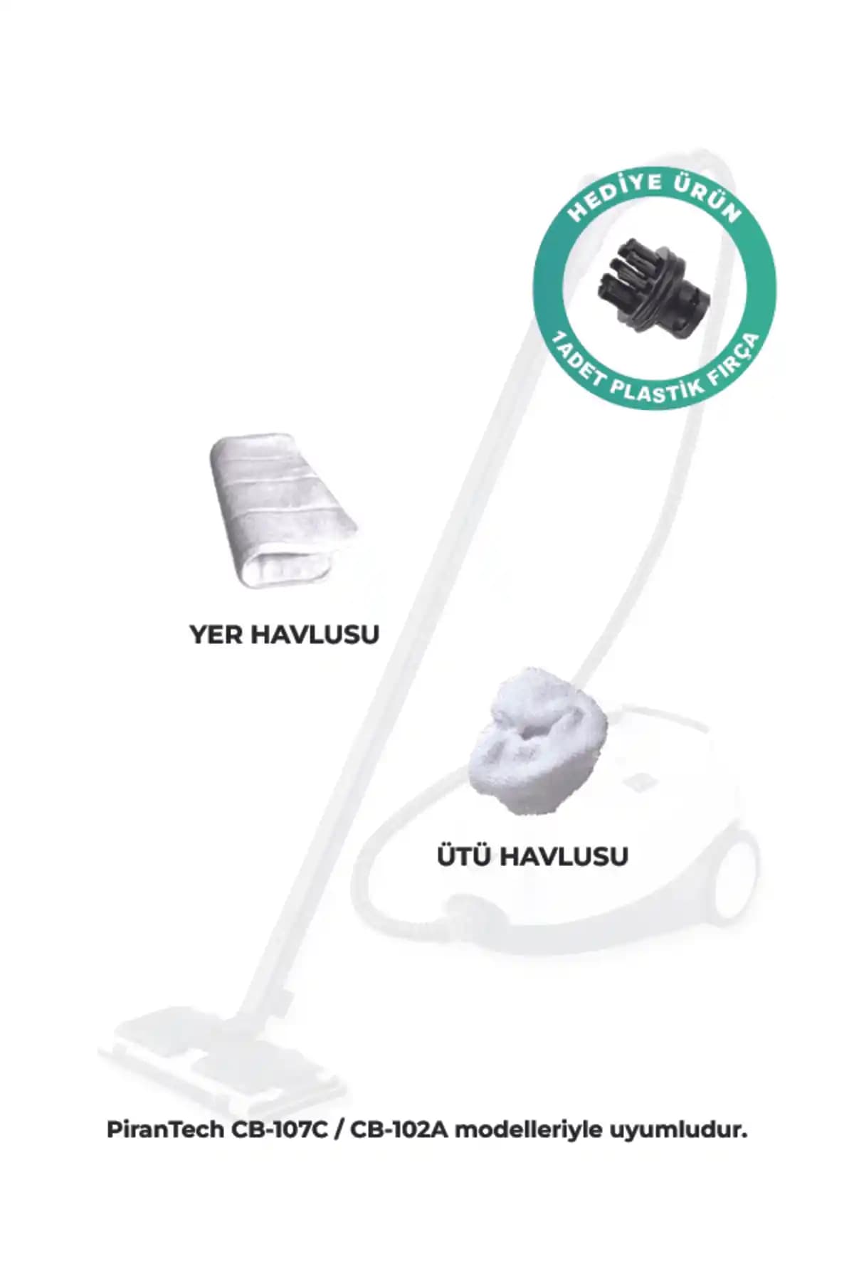 PiranTech Buharlı Temizlik Makinası İçin Yedek Aparat Seti: Ütü Havlusu ve Yer Havlusu