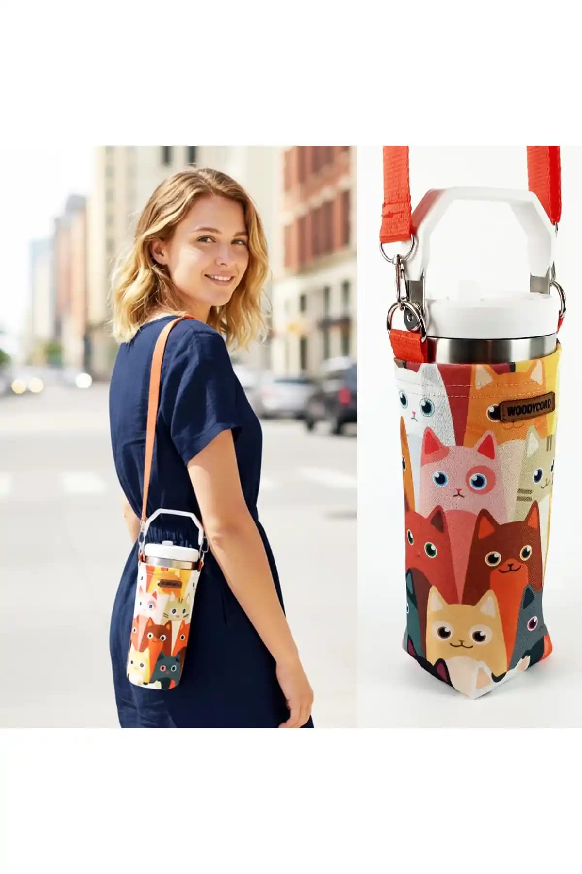 Woody Cord 1 Litrelik Matara Kılıfı: El İşçiliğiyle Dayanıklı Tasarım, Çapraz Taşıma