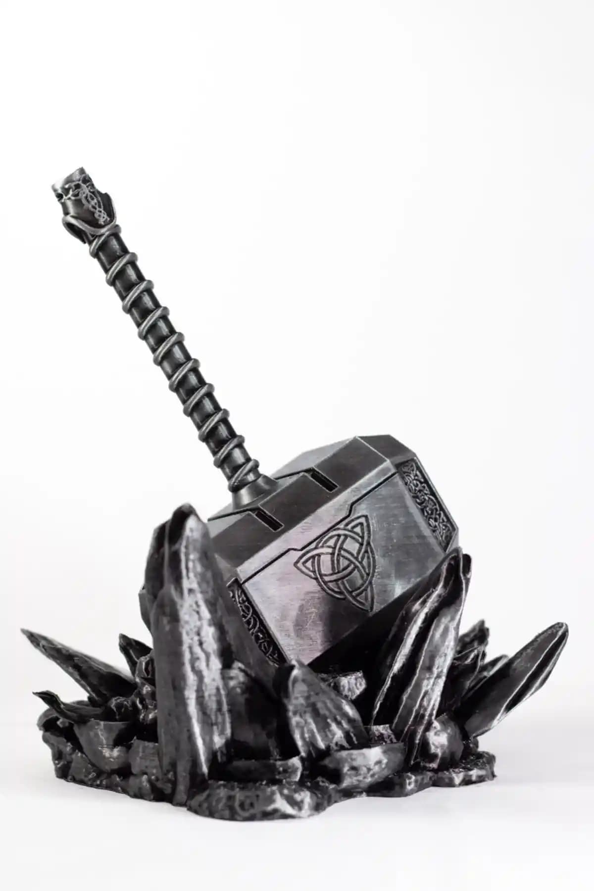 Dream3dThor’un Çekici Mjollnir Dekoratif Modeli 15 cm Siyah Renk, Doğa Dostu PLA Malzeme