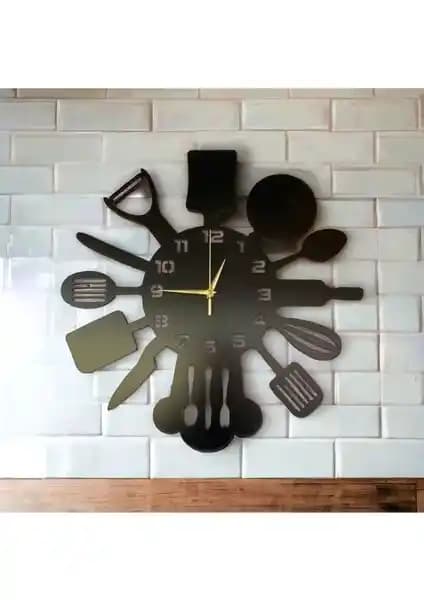 AA Shop Siyah Ahşap Dekoratif Mutfak Saati Modern ve Şık Tasarımıyla Dikkat Çekiyor