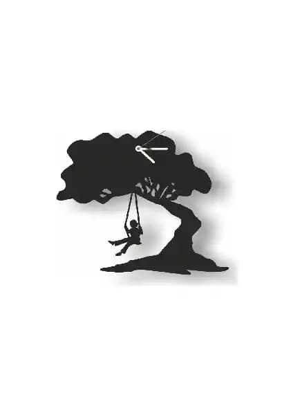 Ağaçtaki Salıncak Tasarımlı Sarkaçlı Duvar Saati ile Evinize Şıklık Katın