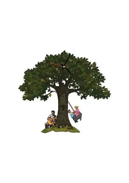 Ahşap Sarkaçlı Renkli Duvar Saati Ev ve Ofis Dekorasyonu İçin Uygun