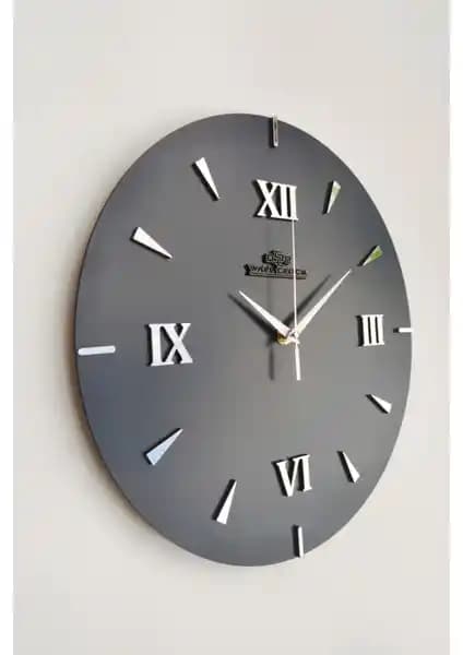 Asse Tasarım Dekoratif Aynalı Roma Rakamlı Duvar Saati 37x37 cm Modern ve Şık Tasarım