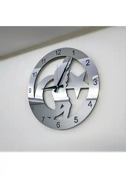 C-Tasarım Gü-müş Aynalı Duvar Saati Modern ve Şık Tasarımıyla Dekorasyonunuza Değer Katar