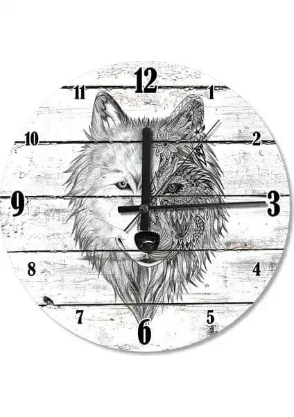 Cakasepetim Çiçek Gözlü Kurt Analog Duvar Saati Modern ve Estetik Tasarım