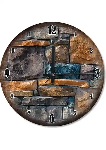 Cakasepetim Taş Görünümlü Sessiz Duvar Saati Modern Dekorasyon İçin Uygun
